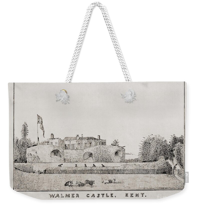 Landscape Weekender Tote Bag featuring the drawing Walmer Castle Kent #1 by Donna L Munro