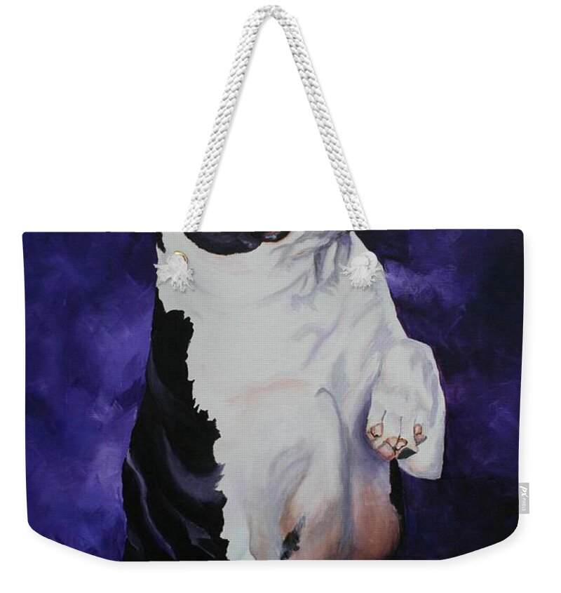 Boston Terrier Weekender Tote Bag featuring the painting Wave #1 by Susan Herber