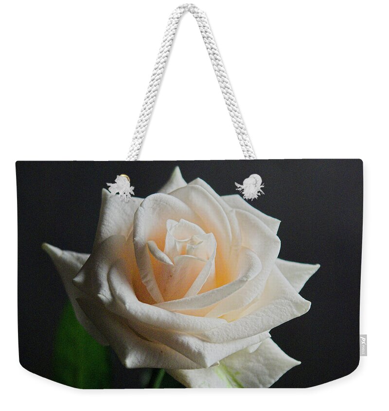 Rose Weekender Tote Bag featuring the photograph White Rose #1 by Viv Kanharn
