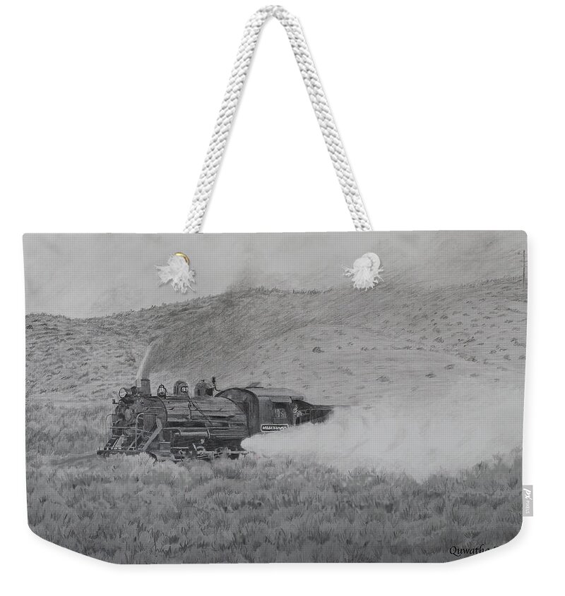 Train Weekender Tote Bag featuring the drawing Whoo Whoo #1 by Quwatha Valentine
