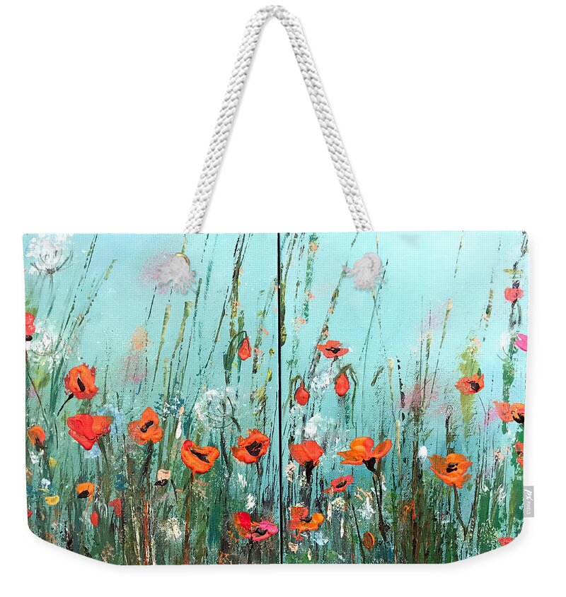 Wild Weekender Tote Bag featuring the painting Wild Flowers #1 by Dorothy Maier
