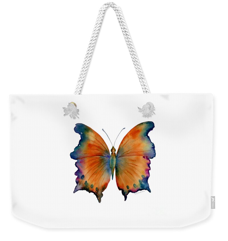 Wizard Butterfly Butterfly Butterflies Butterfly Print Butterfly Card Butterfly Cards Orange Orange And Blue Orange And Purple Orange Butterfly Nature Wings Winged Insect Nature Watercolor Butterflies Watercolor Butterfly Watercolor Moth Orange Butterfly Face Mask Weekender Tote Bag featuring the painting 1 Wizard Butterfly by Amy Kirkpatrick