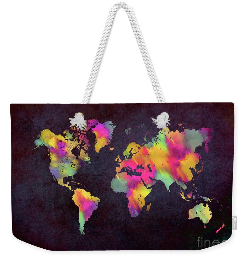 Map Of The World Weekender Tote Bag featuring the digital art World Map Art #1 by Justyna Jaszke JBJart