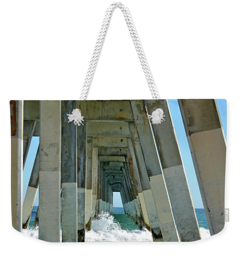 Wrightsville Beach Fishing Pier Weekender Tote Bag featuring the photograph Wrightsville Beach Fishing Pier by Sandi OReilly