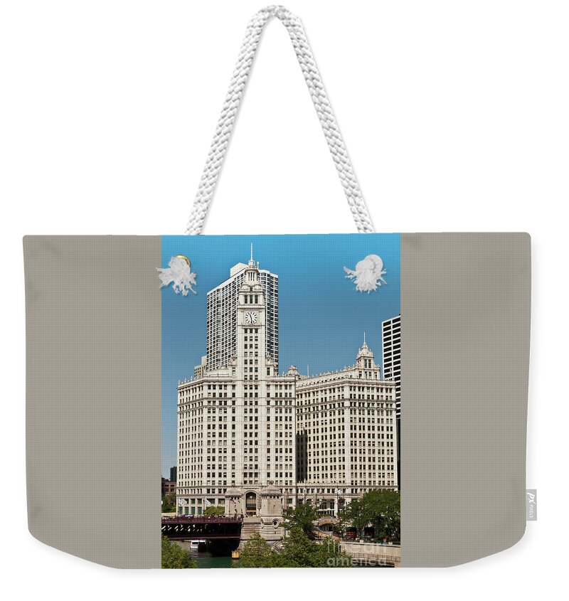 Chicago Weekender Tote Bag featuring the photograph Wrigley Building by David Levin