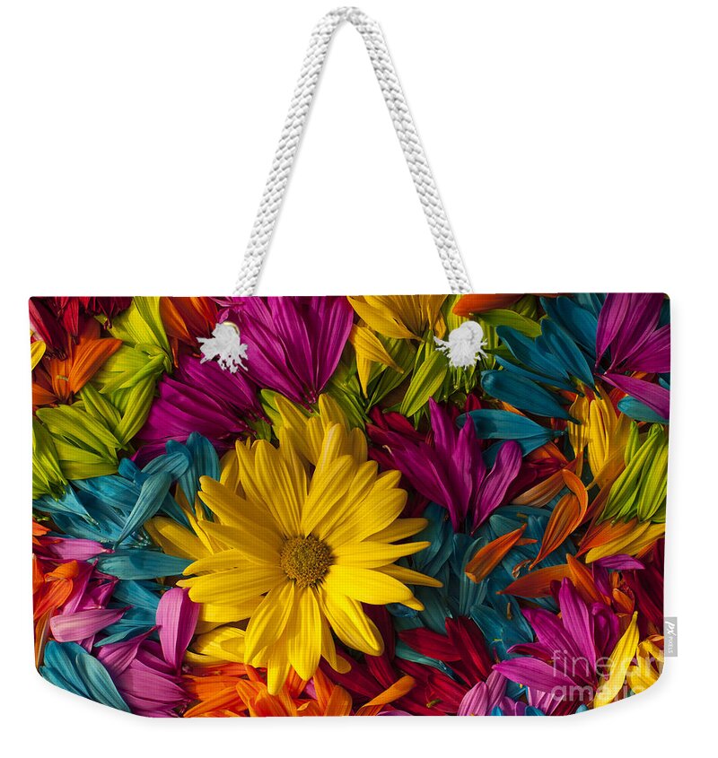 Abstract Weekender Tote Bag featuring the photograph Daisy Petals Abstracts #10 by Jim Corwin