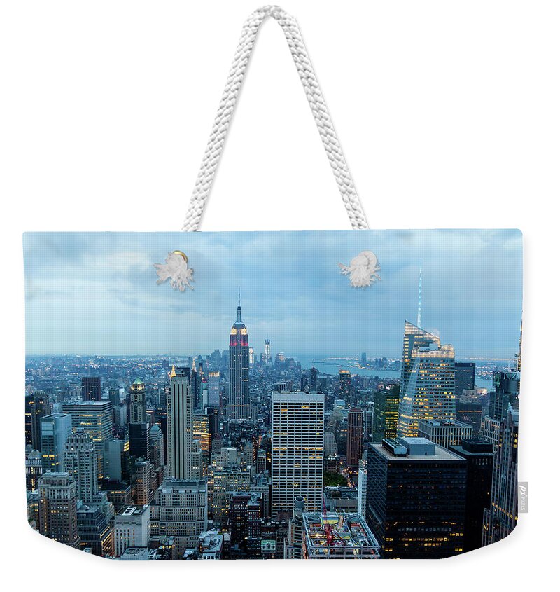 New York Weekender Tote Bag featuring the digital art New York #10 by Super Lovely
