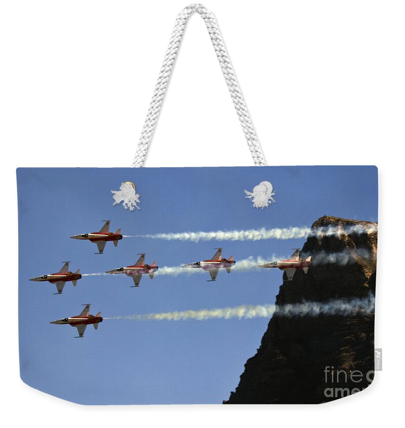 Patrouille Suisse Weekender Tote Bag featuring the photograph Patrouille Suisse #10 by Ang El