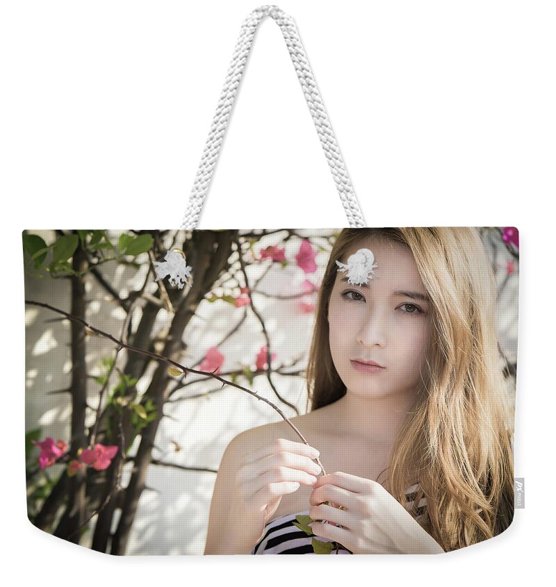 Asian Weekender Tote Bag featuring the digital art Asian #100 by Super Lovely