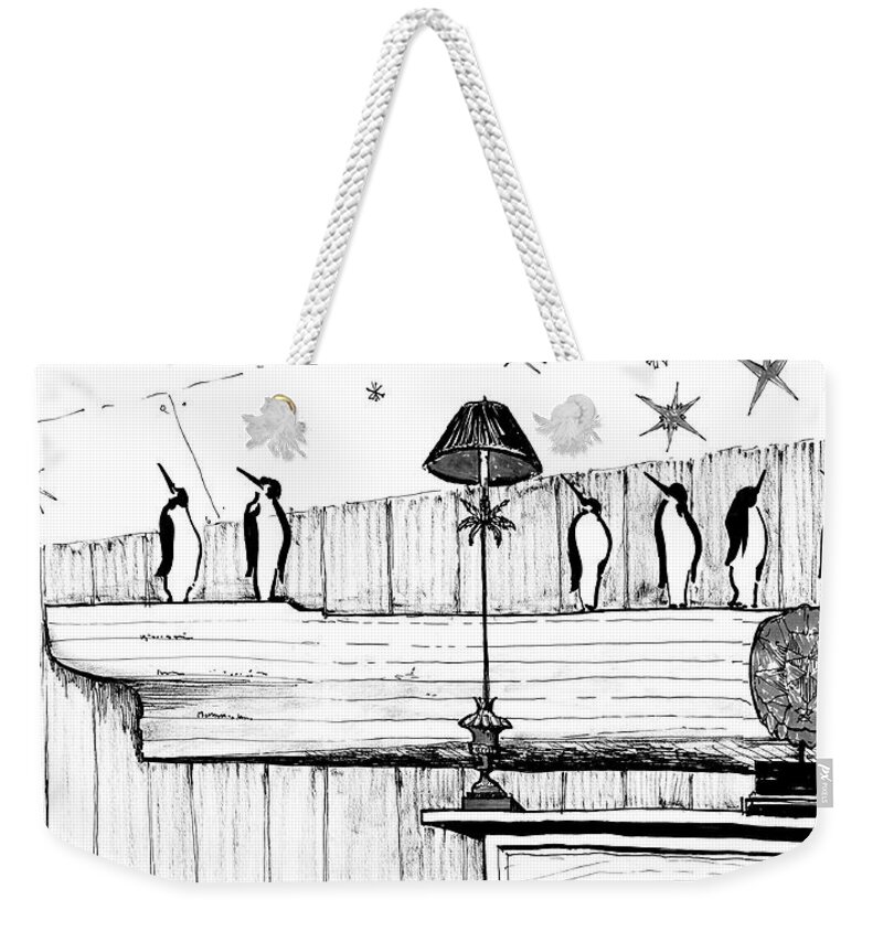 Islands Weekender Tote Bag featuring the drawing 10.22.Islands-7-detail-d by Charlie Szoradi