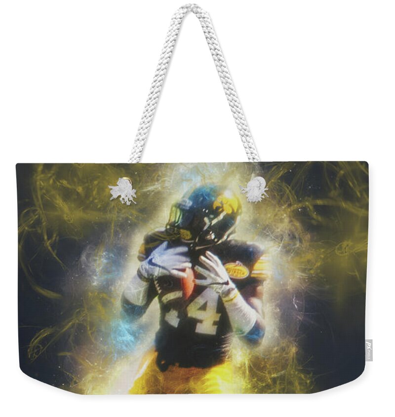 Sports Weekender Tote Bag featuring the mixed media 10698 The Receiver by Pamela Williams