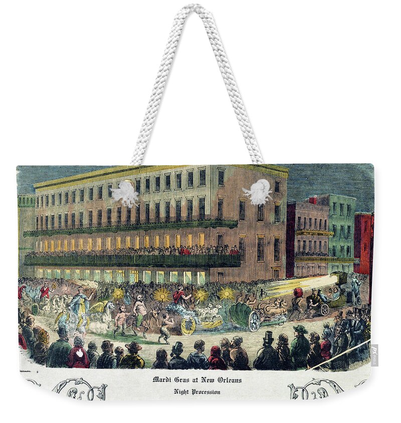 1885 Weekender Tote Bag featuring the drawing New Orleans, Mardi Gras. #11 by Granger