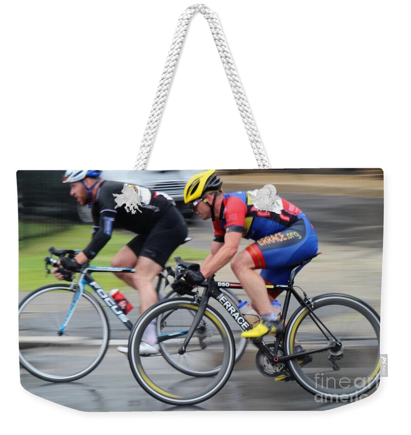 Cycle Racing Weekender Tote Bag featuring the photograph Team ERRACE by Donn Ingemie