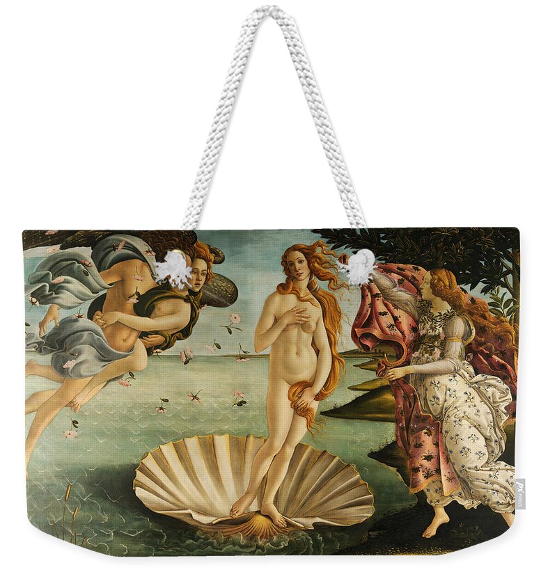 Sandro Botticelli Weekender Tote Bag featuring the painting The Birth of Venus by Sandro Botticelli