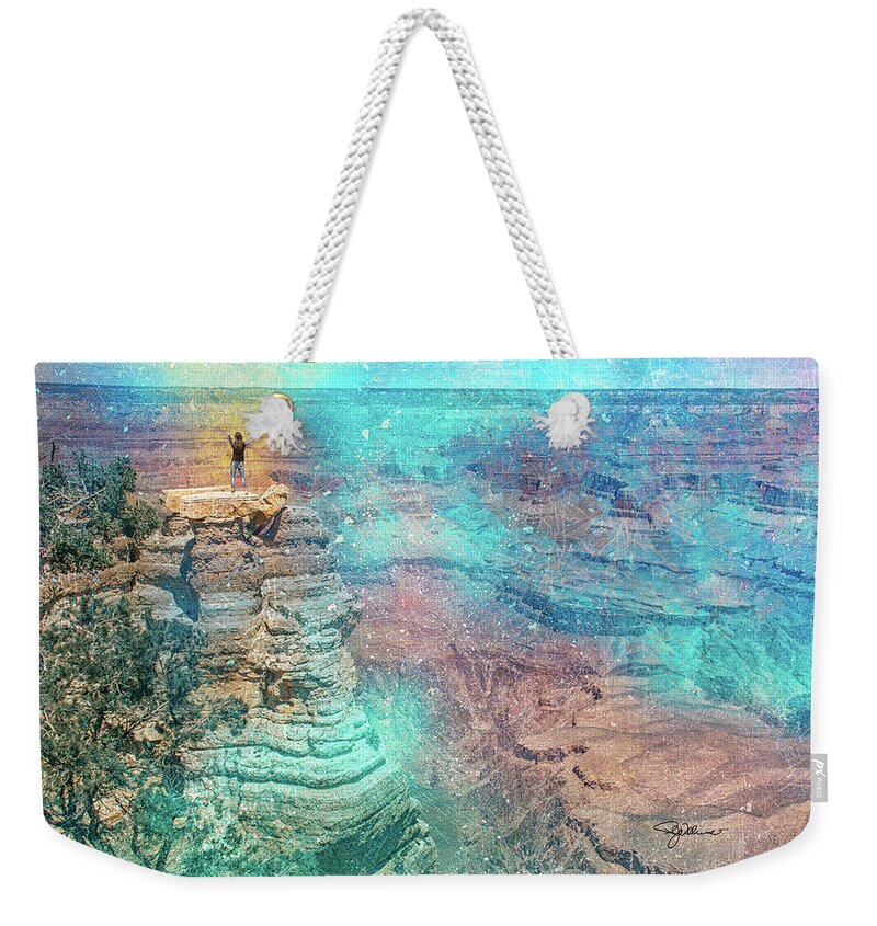 Grand Canyon Weekender Tote Bag featuring the photograph 11050 Higher Calling by Pamela Williams