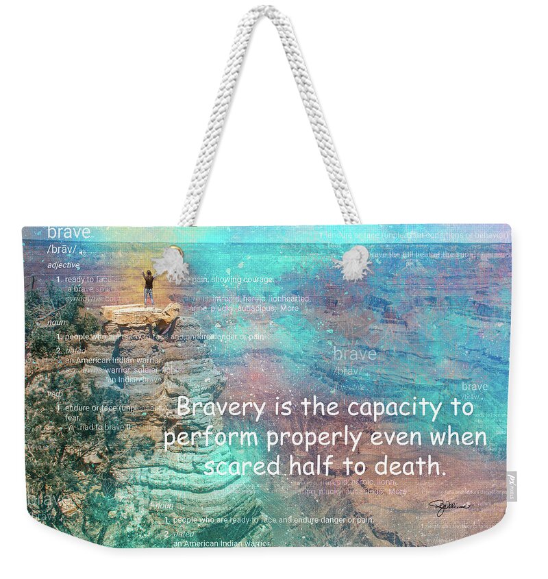 Grand Canyon Weekender Tote Bag featuring the photograph 11051 Bravery by Pamela Williams