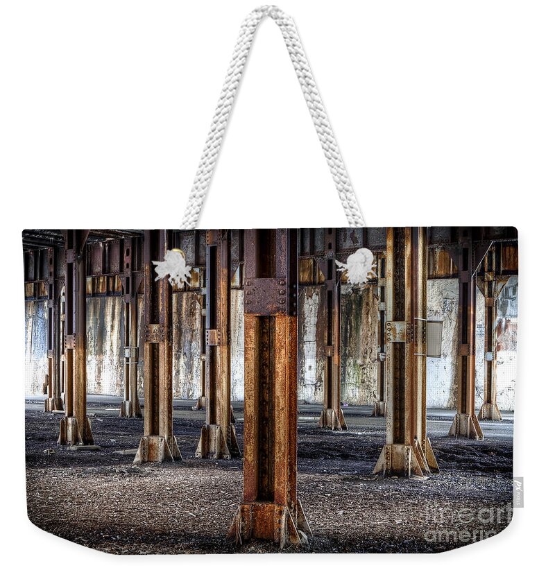 Bridge Weekender Tote Bag featuring the photograph 1138 Bridge Supports by Steve Sturgill