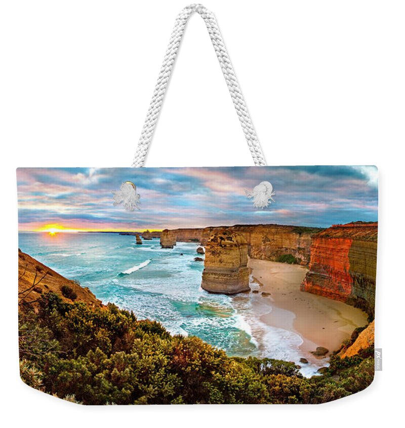 12 Apostles Weekender Tote Bag featuring the photograph 12 Apostle Sunset by Az Jackson