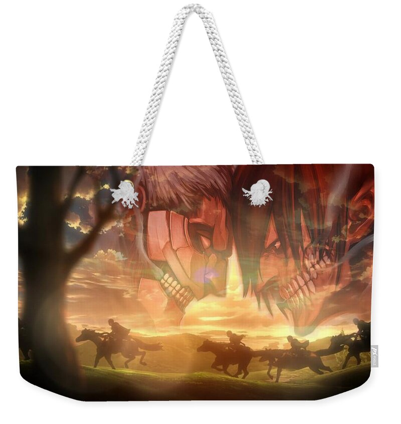 Attack On Titan Weekender Tote Bag featuring the digital art Attack On Titan #12 by Maye Loeser