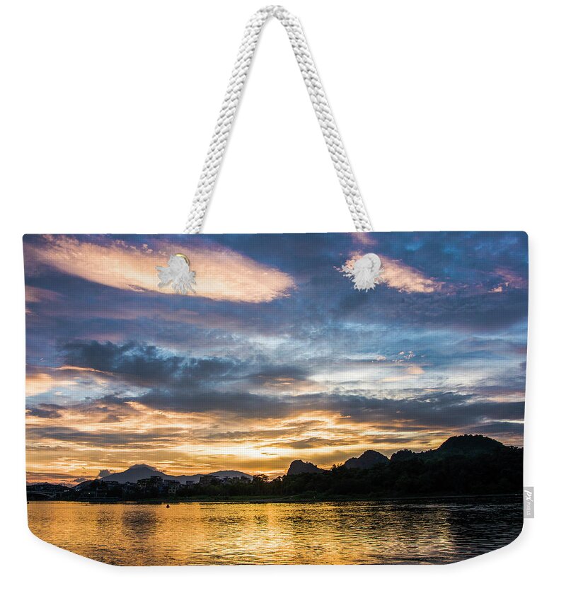 River Weekender Tote Bag featuring the photograph Sunrise scenery in the morning #12 by Carl Ning