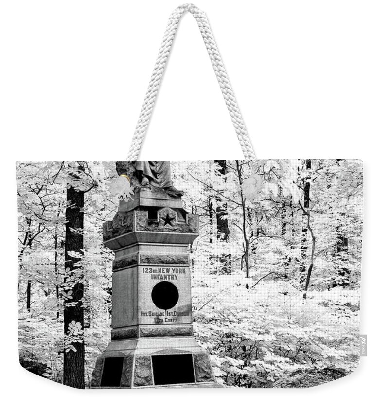 Civil War Weekender Tote Bag featuring the photograph 123rd NY Infantry by Paul W Faust - Impressions of Light