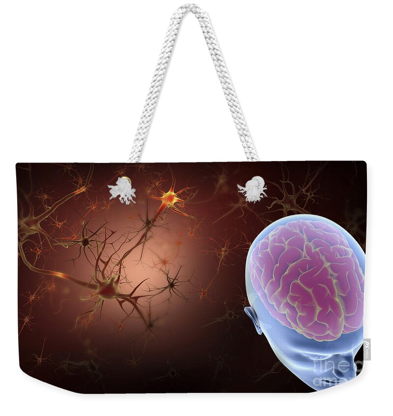 Horizontal Weekender Tote Bag featuring the digital art Conceptual Image Of Human Brain #13 by Stocktrek Images