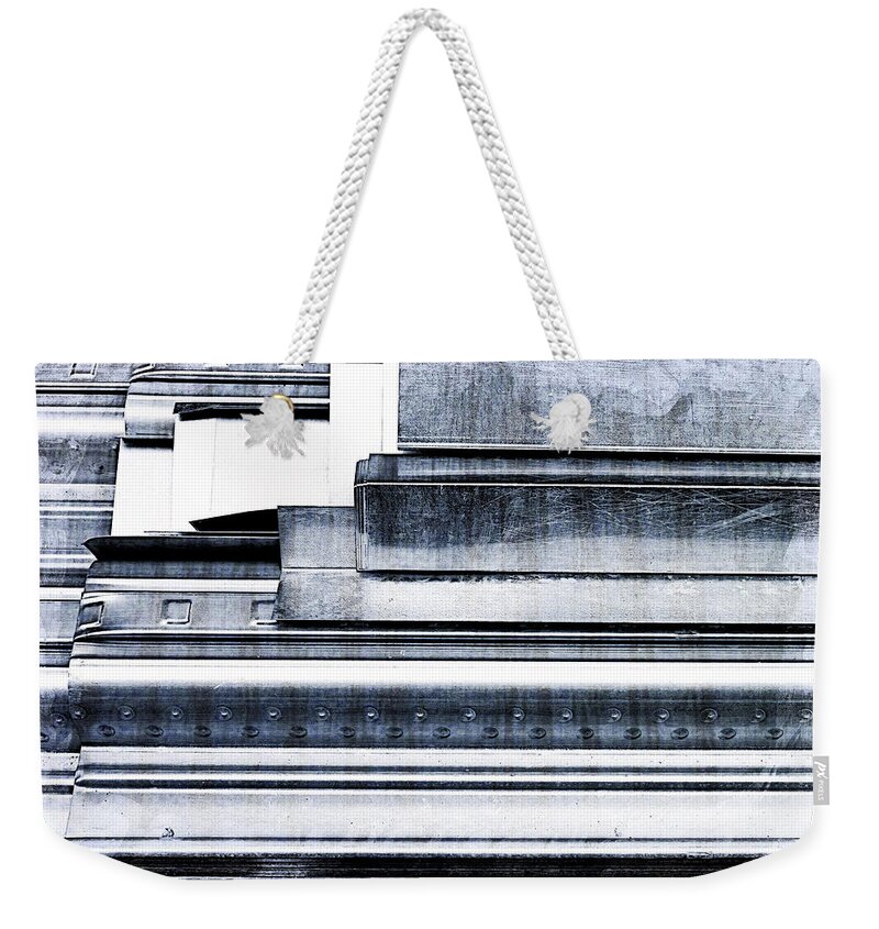 Abstract Weekender Tote Bag featuring the photograph Metal bars #13 by Tom Gowanlock