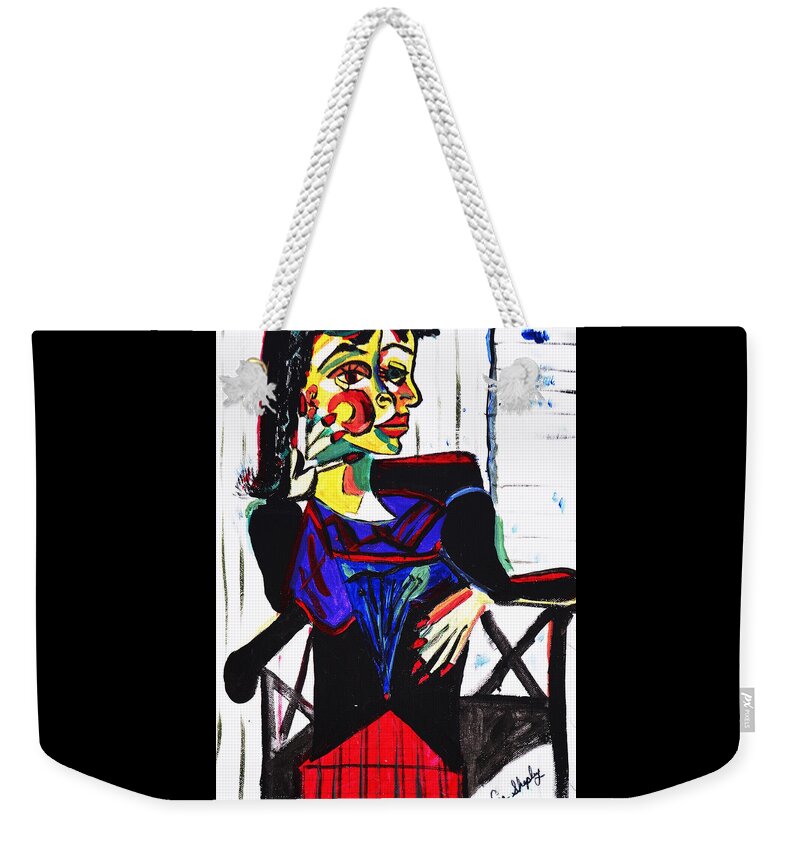Picasso By Nora Weekender Tote Bag featuring the painting Picasso By Nora by Nora Shepley
