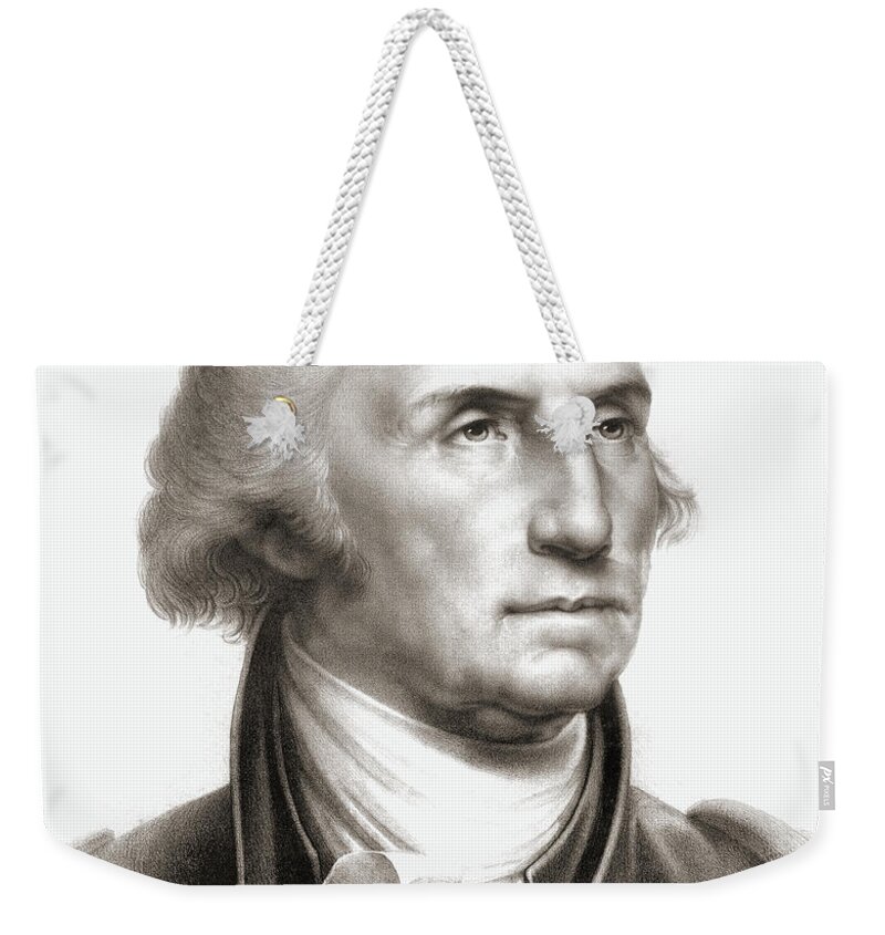 George Washington Weekender Tote Bag featuring the drawing George Washington by Rembrandt Peale