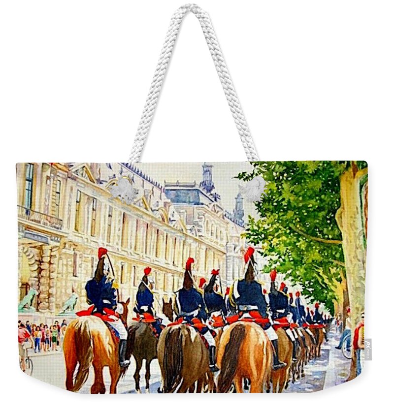 Paris Weekender Tote Bag featuring the painting 14 Juillet - Garde Nationale - Paris - France by Francoise Chauray