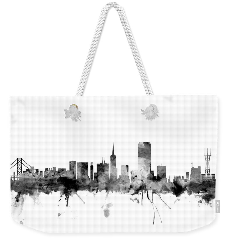 San Francisco Weekender Tote Bag featuring the digital art San Francisco City Skyline by Michael Tompsett