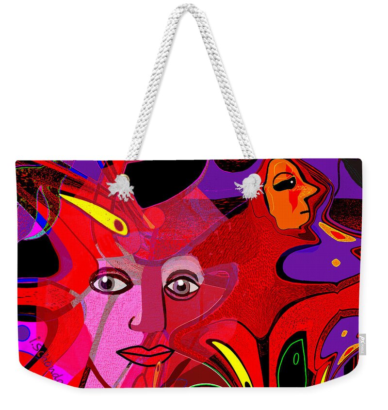 1480 Weekender Tote Bag featuring the painting 1480 - Fractal light 2017 by Irmgard Schoendorf Welch