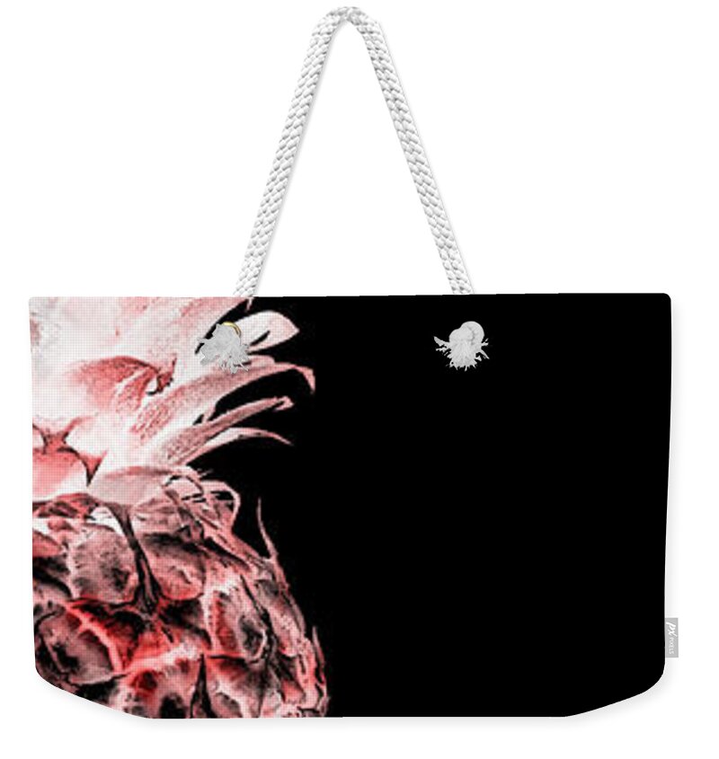 Art Weekender Tote Bag featuring the photograph 14LR Artistic Glowing Pineapple Digital Art Red by Ricardos Creations