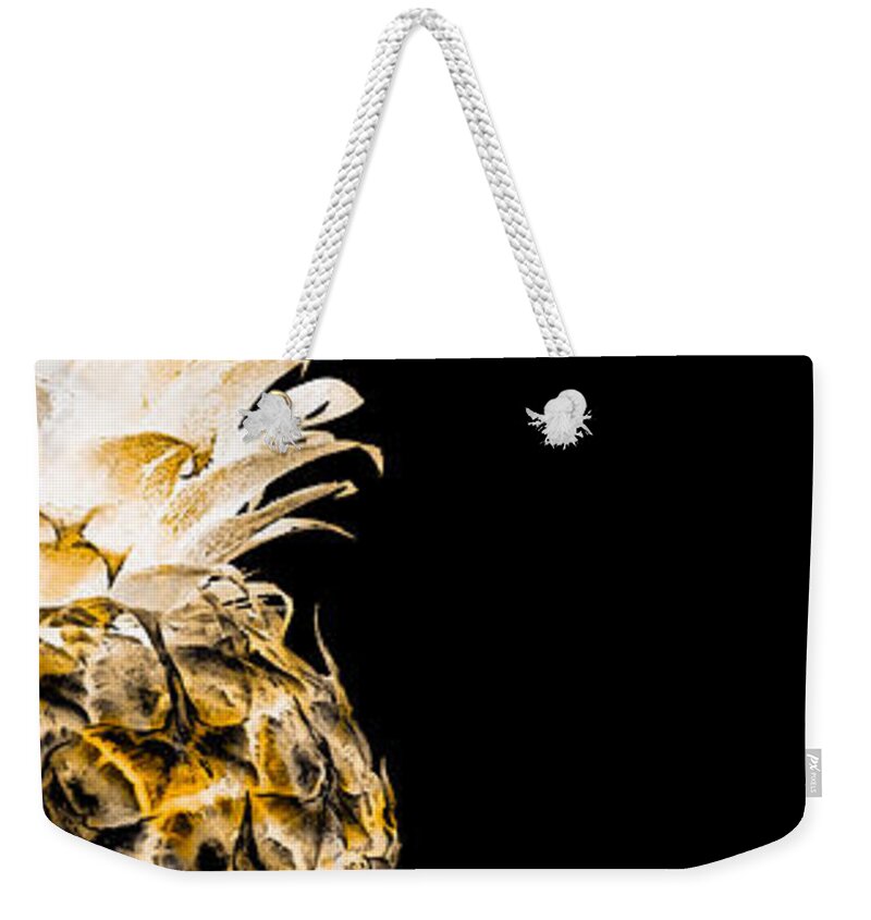 Art Weekender Tote Bag featuring the digital art 14OR Artistic Glowing Pineapple Digital Art Orange by Ricardos Creations