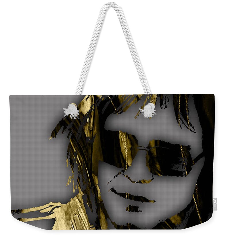 Elton John Weekender Tote Bag featuring the mixed media Elton John Collection #14 by Marvin Blaine