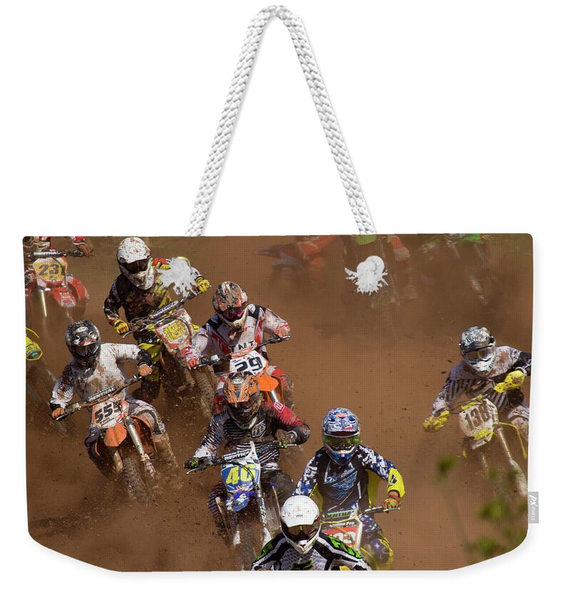Bike Weekender Tote Bag featuring the photograph Motocross #15 by Ang El