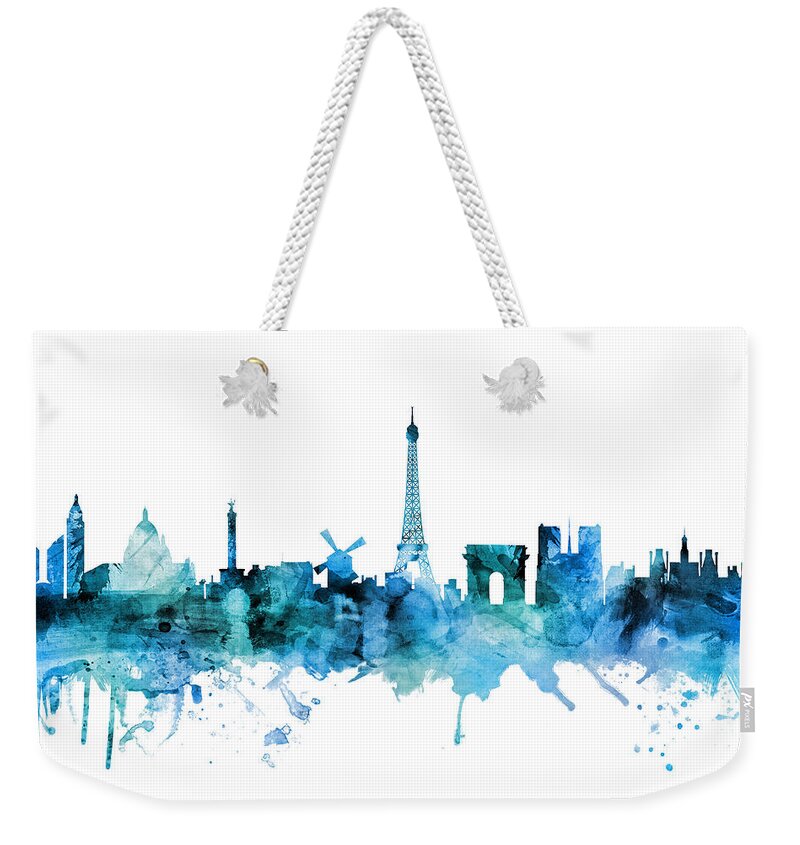 Paris Weekender Tote Bag featuring the digital art Paris France Skyline #15 by Michael Tompsett