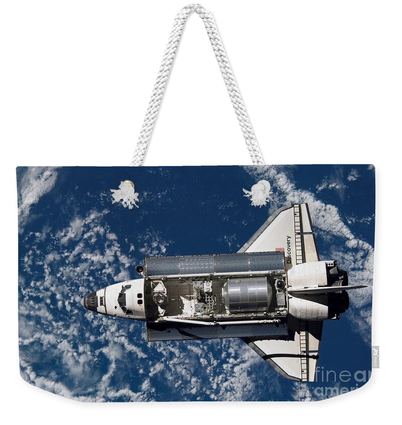Color Image Weekender Tote Bag featuring the photograph Space Shuttle Discovery #16 by Stocktrek Images