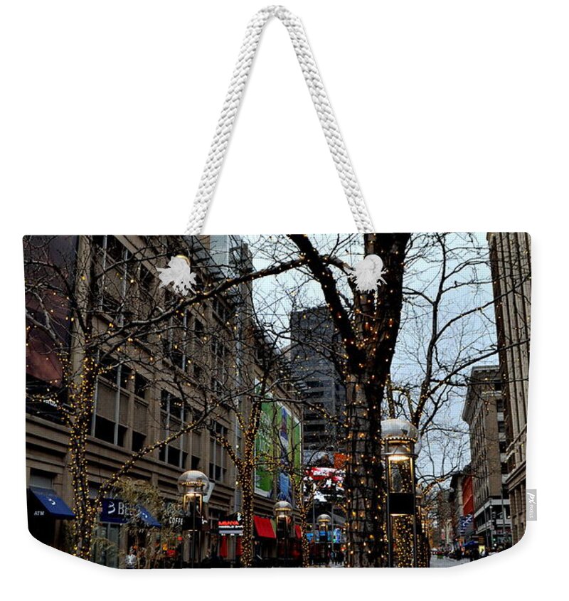 Denver Weekender Tote Bag featuring the photograph 16th Street Mall by Anjanette Douglas
