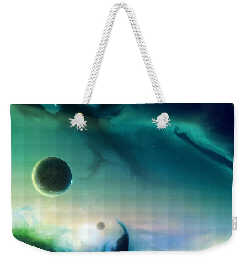 Planets Weekender Tote Bag featuring the digital art Planets #17 by Maye Loeser