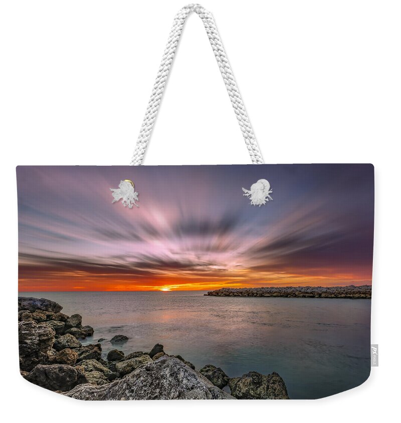 Naples Weekender Tote Bag featuring the photograph Sunst over the Ocean by Peter Lakomy