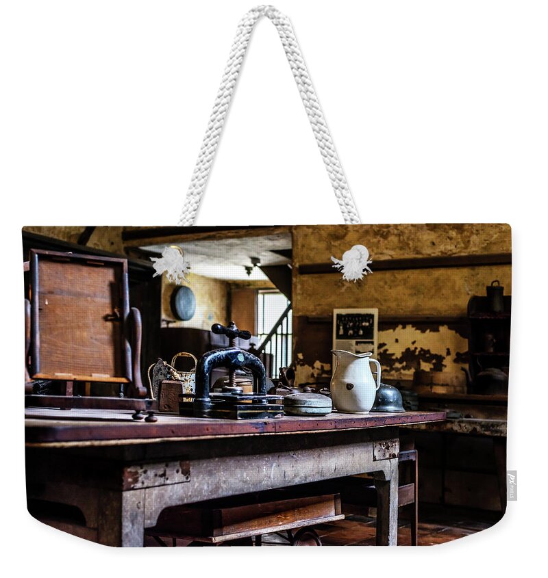 Kitchen Weekender Tote Bag featuring the photograph 17th Century Kitchen by Nick Bywater
