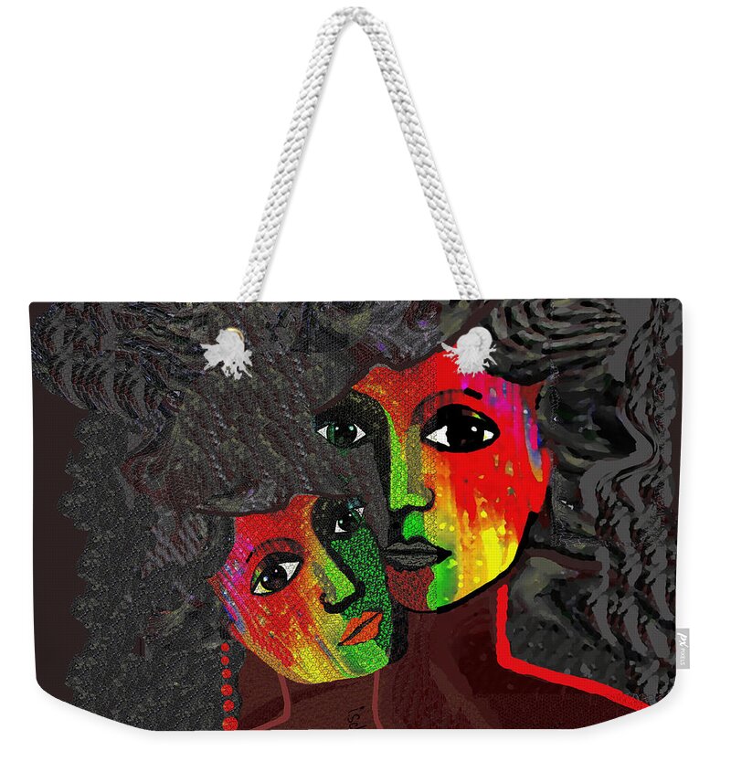 1809 Weekender Tote Bag featuring the digital art 1809 - Clinging Together - 2017 by Irmgard Schoendorf Welch