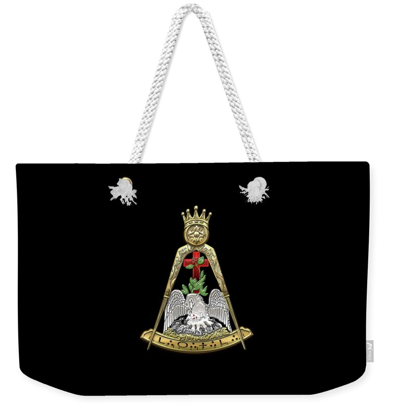 'ancient Brotherhoods' Collection By Serge Averbukh Weekender Tote Bag featuring the digital art 18th Degree Mason - Knight Rose Croix Masonic Jewel by Serge Averbukh