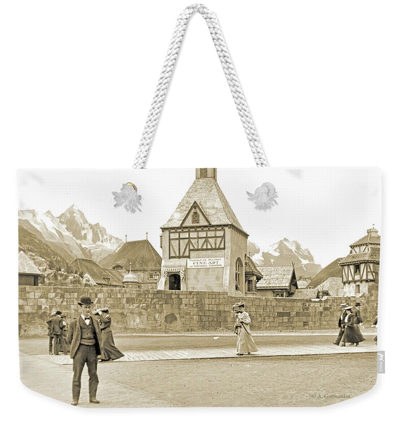 1904 Weekender Tote Bag featuring the photograph 1904 Worlds Fair, Tyrolean Fine Art Pavilion by A Macarthur Gurmankin