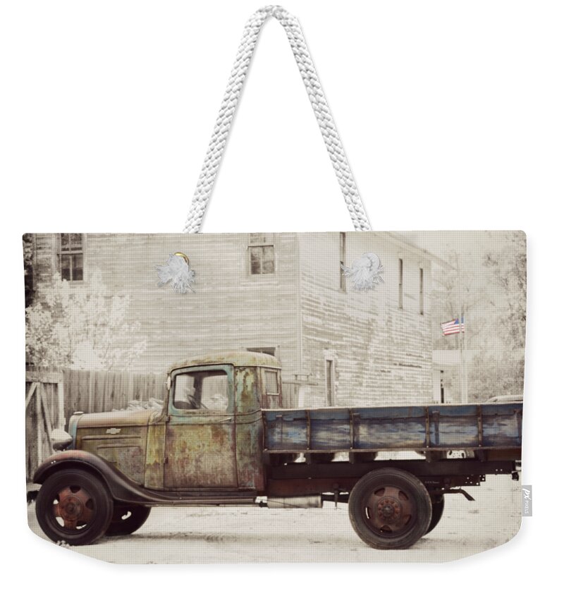 1936 Chevy High Cab Weekender Tote Bag featuring the photograph 1936 Chevy High Cab -2 by Kathy M Krause