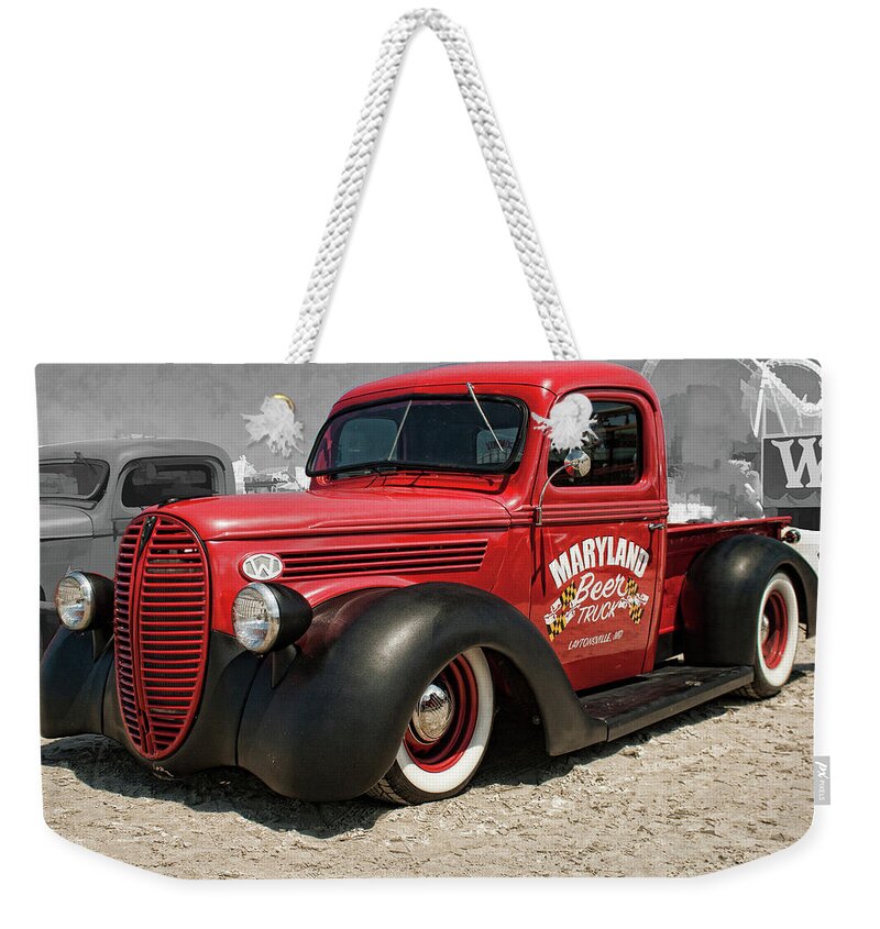 1938 Weekender Tote Bag featuring the photograph 1938 Ford pickup rat rod by Daniel Adams