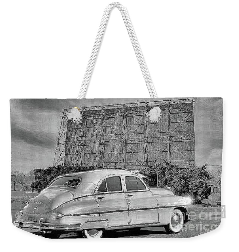 Packard Weekender Tote Bag featuring the photograph 1950 Packard at the Drive In by Janette Boyd
