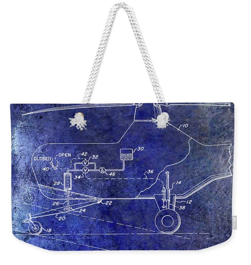 1953 Helicopter Patent Weekender Tote Bag featuring the photograph 1953 Helicopter Patent Blue by Jon Neidert