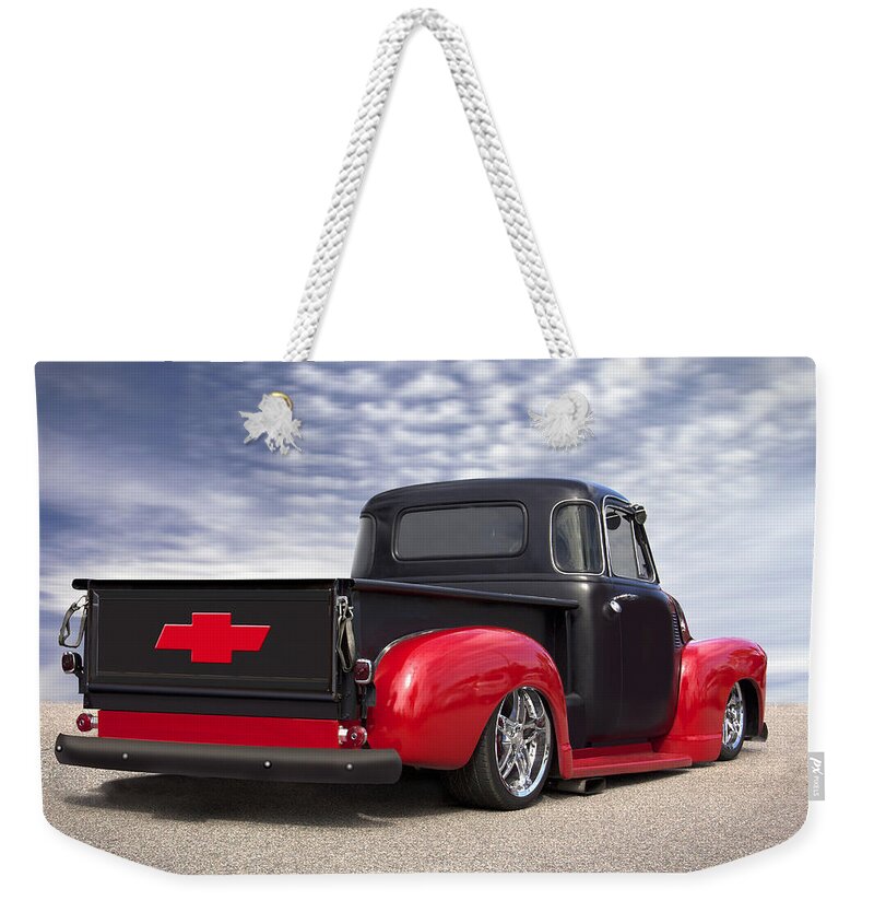 Transportation Weekender Tote Bag featuring the photograph 1954 Chevy Truck Lowrider by Mike McGlothlen